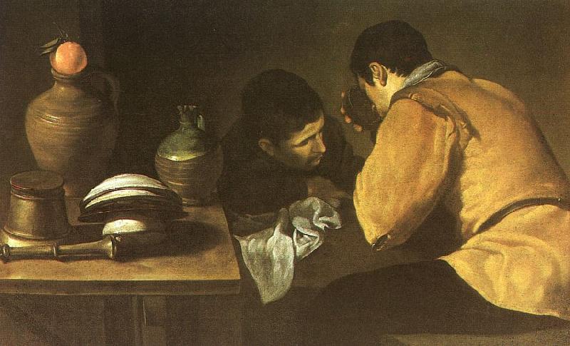 Diego Velazquez Two Men at a Table oil painting image